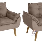 Kit 02 Poltrona/cadeira Decorativa Glamour Capuccino Com Pés