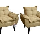 Kit 02 Poltrona/cadeira Decorativa Glamour Palha Linho Com Pé