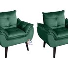 Kit 02 Poltrona/cadeira Decorativa Glamour Veludo Verde Com P