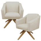 Kit 02 Poltrona Cadeira Giratória Decorativa Para Sala Estar