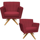 Kit 02 Poltrona Cadeira Giratória Decorativa Para Sala Estar