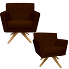 Kit 02 Poltrona Cadeira Giratória Decorativa Para Sala Estar