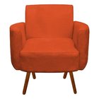 Kit 02 Poltrona Decorativa Agatha Braços Curvo Suede Laranja