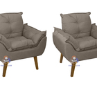 Kit 02 Poltrona Decorativa Confortável Opala Capuccino Com Fi