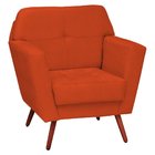 Kit 02 Poltrona Decorativa Esmeralda Suede Laranja Pés Palito