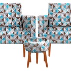 Kit 02 Poltrona Decorativa Nina + Puff Suede Triangulo Azul