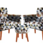 Kit 02 Poltrona Decorativa Nina + Puff Suede Triangulo Bege