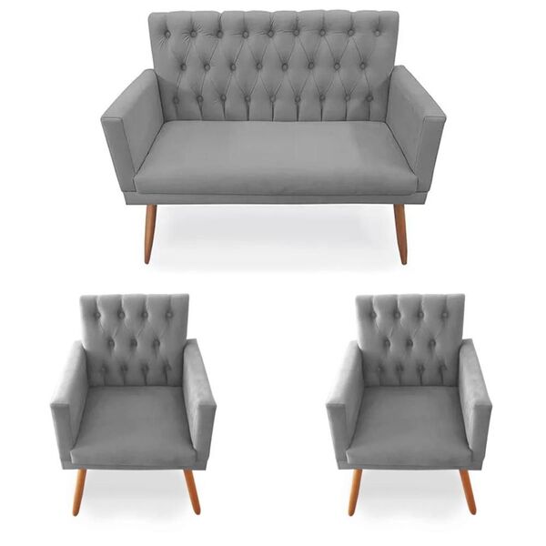 Kit 02 Poltrona Decorativa Nina Com Namoradeira Gran Nina Cap