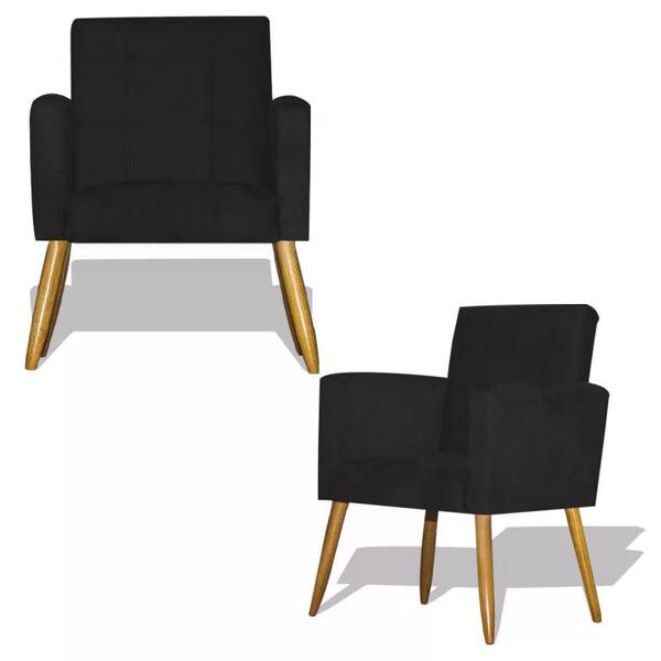 Kit 02 Poltrona Decorativa Nina - Preto Preto