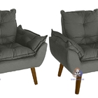 Kit 02 Poltrona Decorativa Opala   Chumbo Smf Decor