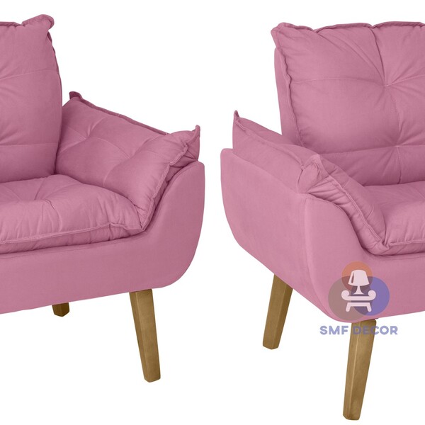 Kit 02 Poltrona Decorativa Opala   Rosê Smf Decor