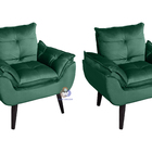 Kit 02 Poltrona Decorativa Opala  Veludo Verde Smf Decor
