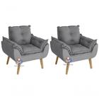 Kit 02 Poltrona Decorativa Opala Cinza