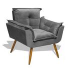 Kit 02 Poltrona Decorativa Opala - Cinza Cinza