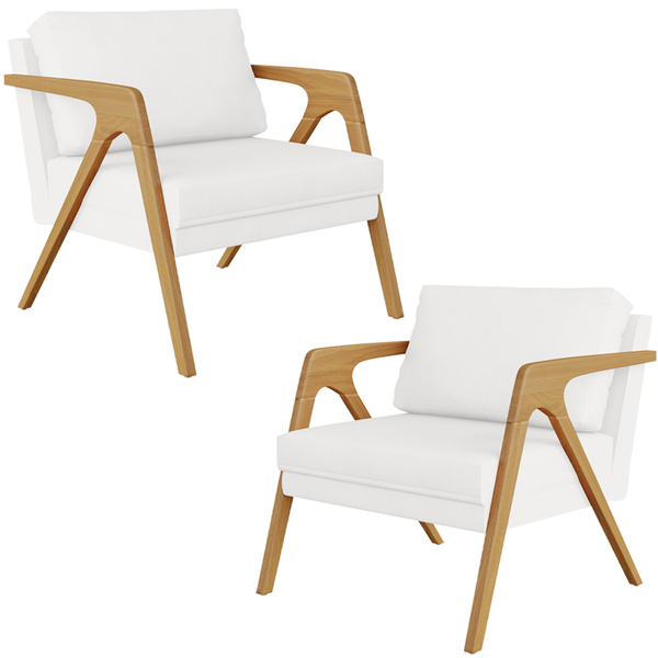 Kit 02 Poltrona Decorativa Para Sala Pietra Estrutura De Made