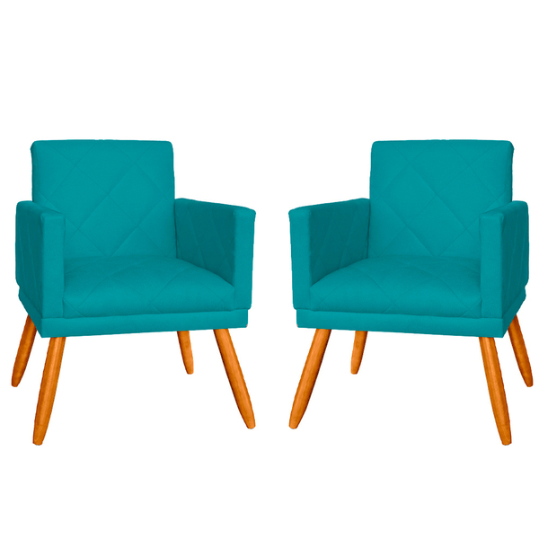 Kit 02 Poltrona Decorativa Pés Palito Nina Estilo Matelassê A