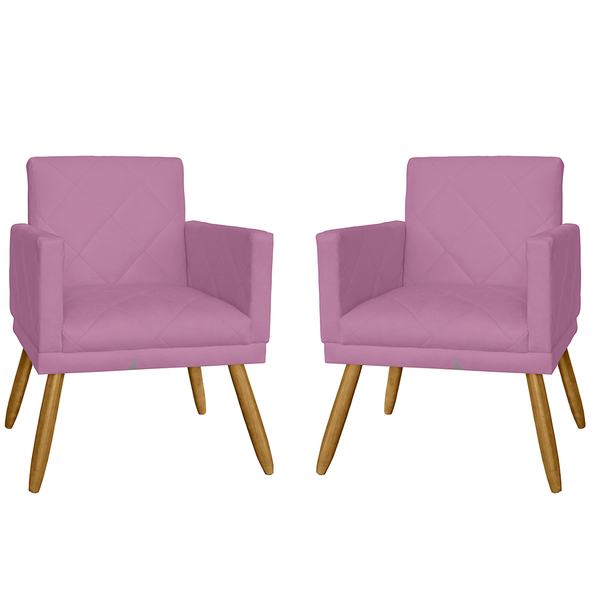 Kit 02 Poltrona Decorativa Pés Palito Nina Estilo Matelassê R