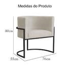 Kit 02 Poltrona Decorativa Reforçada Pé Metálico Preto Bege