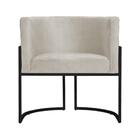 Kit 02 Poltrona Decorativa Reforçada Pé Metálico Preto Bege