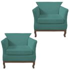 Kit 02 Poltrona Decorativa Veneza Suede Azul Turquesa - Domin