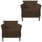 Kit 02 Poltrona Decorativa Veneza Suede Marrom - Dominic Decor