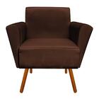 Kit 02 Poltrona Dora Acetinado Marrom Pés Palito Castanho