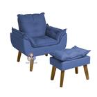 Kit 02 Poltrona E Puff Opala Azul Marinho