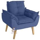 Kit 02 Poltrona E Puff Opala Azul Marinho