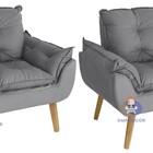 Kit 02 Poltrona E Puff Opala Cinza