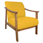 Kit 02 Poltrona Liz Base Madeira Corano Amarelo - Doce Sonho