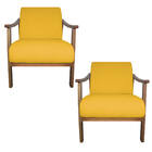 Kit 02 Poltrona Liz Base Madeira Corano - Amarena Móveis - Am