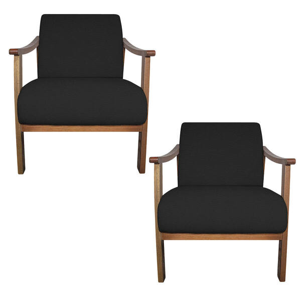 Kit 02 Poltrona Liz Base Madeira Corano - Amarena Móveis - Pr