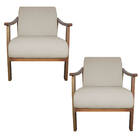 Kit 02 Poltrona Liz Base Madeira Corano Bege - Doce Sonho Móv