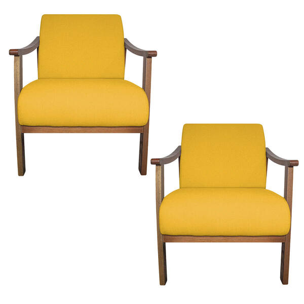 Kit 02 Poltrona Liz Base Madeira Corano - Doce Sonho Móveis -