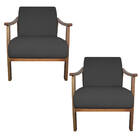 Kit 02 Poltrona Liz Base Madeira Linho - Doce Sonho Móveis -