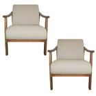 Kit 02 Poltrona Liz Base Madeira Linho - Doce Sonho Móveis -