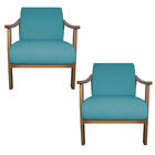 Kit 02 Poltrona Liz Base Madeira Suede - Amarena Móveis - Azu