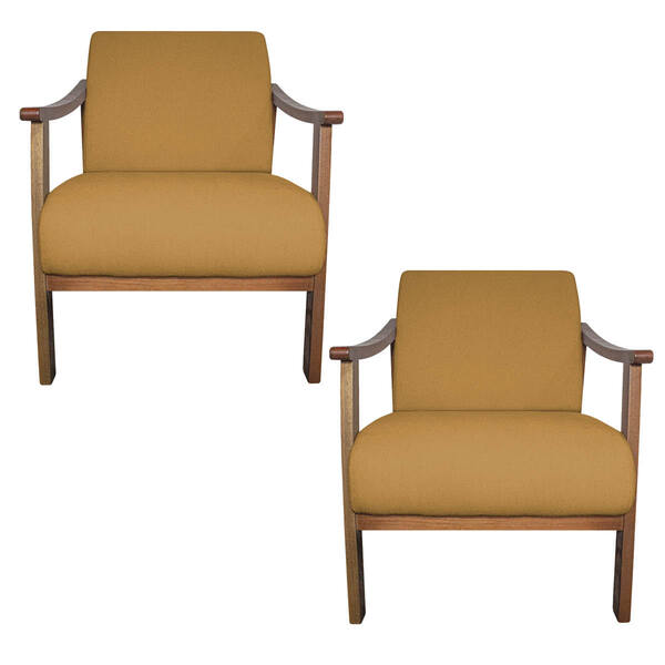 Kit 02 Poltrona Liz Base Madeira Suede - Amarena Móveis - Mos