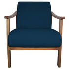 Kit 02 Poltrona Liz Base Madeira Suede Azul Marinho  - Doce S