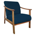 Kit 02 Poltrona Liz Base Madeira Suede Azul Marinho  - Doce S