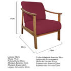 Kit 02 Poltrona Liz Base Madeira Suede Bordô - Doce Sonho Móv