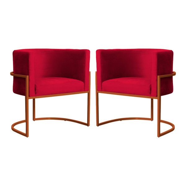 Kit 02 Poltrona Luana Base Bronze Para Sala Veludo Cores - Ds