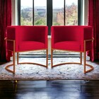 Kit 02 Poltrona Luana Base Bronze Para Sala Veludo Cores - Ds