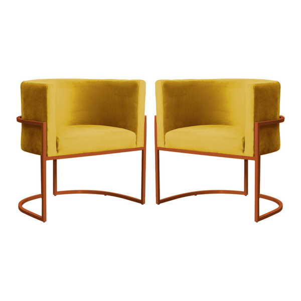 Kit 02 Poltrona Luana Base Bronze Para Sala Veludo Cores - Ds