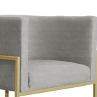 Kit 02 Poltrona Luana Base Metálica Linho Bege - Vallisa Decor