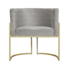 Kit 02 Poltrona Luana Base Metálica Linho Bege - Vallisa Decor