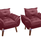 Kit 02 Poltrona Opala Bordô Vinho