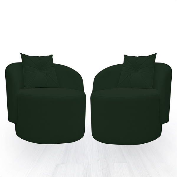 Kit 02 Poltrona Orgânica Para Sala Austin Bouclé Conforto E E