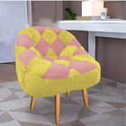 Kit 02 Poltrona Paloma Escritório Sala Pé Palito Suede Amarel