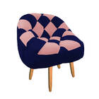 Kit 02 Poltrona Paloma Escritório Sala Pé Palito Suede Azul M